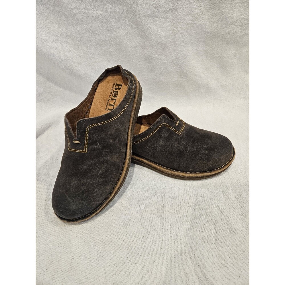 Born Seana Mule Clog Shoes Women’s 6.5 Suede Wedge Slip On Comfort Loafer